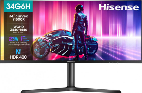 Монитор HISENSE 34 34G6H VA WQ чер 1MS HDMI DP HAS PIV 165HZ 400CD EX CUR