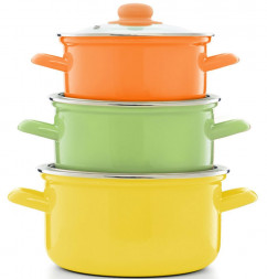 Набор кастрюль ЭСТЕТ ЭТ-72732 Набор посуды &quot;Яркая феерия&quot; 6 пр.