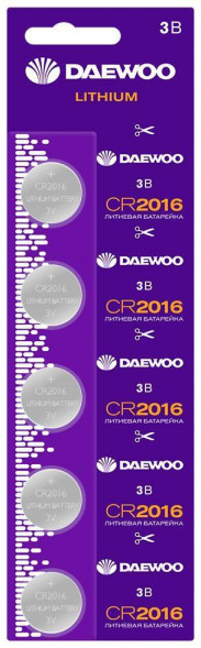 Батарейка DAEWOO CR2016/5BL Lithium