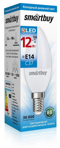 Лампа SMARTBUY (SBL-C37-12-60K-E14) 12W/6000/14