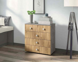 Комод БИТЕЛ ЛОФТ-5 Ателье светлое/дуб крафт золотой