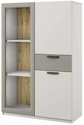 Модульная мебель АНРЭКС MODERN Шкаф с витриной 1V2D1S. ПЕРС ЖЕМЧУГ/ИРЛ ЛИКЕР (3 кор.)