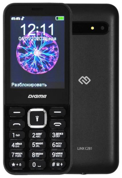Телефон мобильный DIGMA Linx C281 32Mb Black (LT2067PM)