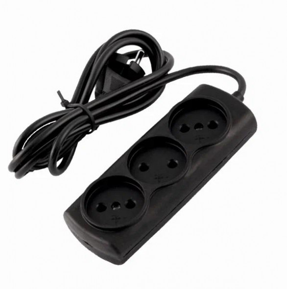 Удлинитель РАДИСТ (2723) б/з 1,5м, 3 розетки, черный