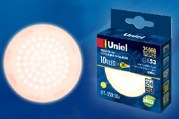 Лампа светодиодная UNIEL (UL-00003722) LED-GX53-10W/WW/GX53/FR PLZ01WH матовая Теплый белый свет 3000K