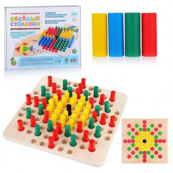 Детские игры ДЕСЯТОЕ КОРОЛЕВСТВО Мозаика деревянная &quot;Веселые столбики&quot; 101 эл 02993