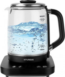 Чайник электрический HYUNDAI Чайник HYK-G5506 1.7л. 2200Вт черный/серебристый (стекло)