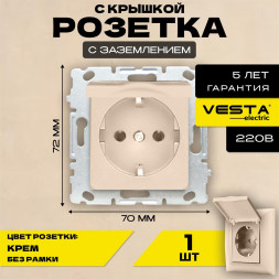 Розетка VESTA-ELECTRIC (FRZ00010134MLK) Roma ,кремовый