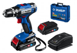 Дрель аккумуляторная ЗУБР ПРОФЕССИОНАЛ DL-201-22 20В, 2 АКБ (2Ач), в кейсе, дрель-шуруповерт