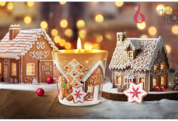 Свеча BARTEK Пряничный городок (Gingerbread Town) 115гр в стакане