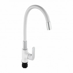 Смеситель для кухни BRIMIX 1092 Смеситель кухонный с гибким изливом, шаровый - БЕЛЫЙ