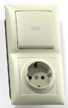 Розетка/выключатеь Кунцево-электро "СЕЛЕНА"Блок комб, скр,уст(1 кл,выкл, с подсв, +розетка с з/к ) БКВР-420 "с/к"