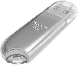 MAXVI P1 8GB silver, монолит с колпачком, ABS пластик, USB 2.0