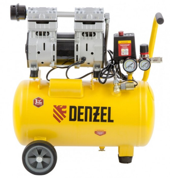 Компрессоры DENZEL Компрессор DLS950/24 безмаслянный малошумный 950 Вт, 165 л/мин,ресивер 24 л 58026