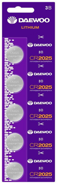 Батарейка DAEWOO CR2025/5BL Lithium
