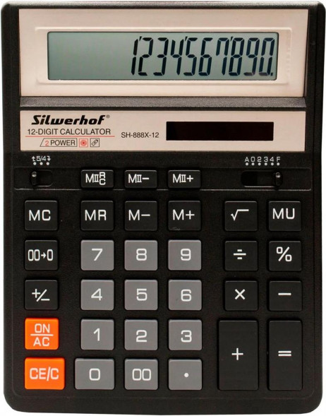 SILWERHOF Калькулятор SH-888X-12, 12-разрядный, черный