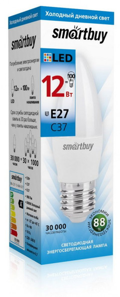 Лампа SMARTBUY (SBL-C37-12-60K-E27) 12W/6000/E27