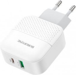 СЗУ BOROFONE (6931474727343) BA46A White СЗУ 1USB 3.0A QC3.0 быстрая зарядка