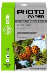 Фотобумага CACTUS Фотобумага CS-GA423050DS, A4, для струйной печати, 50л, 230г/м2, белый, покрытие глянцевое /глянцевое