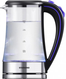 STARWIND Чайник электрический SKG4045 1.8л. 1800Вт черный/серебристый корпус: стекло
