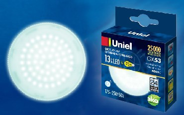 Лампа светодиодная UNIEL (UL-00003723) LED-GX53-13W/NW/GX53/FR PLZ01WH матовая Белый свет 4000K