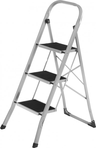 Стремянка СИБРТЕХ Стремянка стальная, 3 широкие ступени 20х30 см с полимерным покрытием 97727