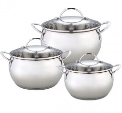 Набор посуды из нерж.стали WEBBER BE-335/6 Набор посуды из нерж.стали 6 пр. 2,0л, 2,8л, 3,8л