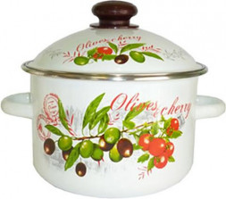 Кастрюля СИБИРСКИЕ ТОВАРЫ 3MD161M Оливки и черри эмал 2,0л цил с рис мет/об