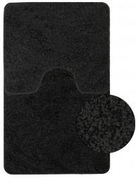 Коврик д/ванной комнаты САНАКС 00162 Коврик в ванную SHAGGY двойной ЧЁРНЫЙ 60х100 + 50х60 см 100% полиэстер