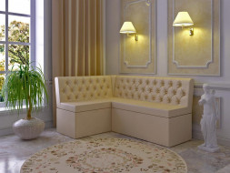 Скамья угловая со спальным местом BONMEBEL Скамья угловая Венеция кожзам бежевый (3 пак.)