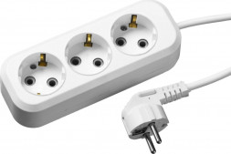 Удлинитель СИБИН Удлинитель электрический, ПВС сечение 0,75кв мм, 3 гнезда, макс мощн 2200Вт, 3м, заземление 55034-3