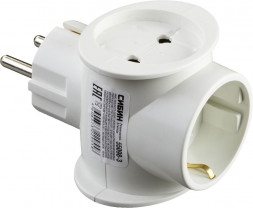 Разветвитель СИБИН Разветвитель электрический с заземлением, 3 гнезда, 16А/220В 55098-3