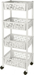Этажерка KEEPLEX KL282912048 Light на колесиках четырехсекционная прямоугольная 37х29х19см белое облако