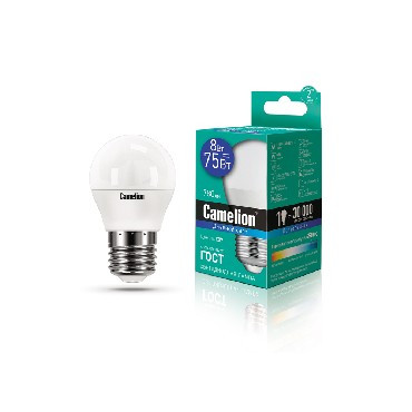 Лампа CAMELION (13373) LED8-G45/865/E27/8Вт