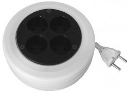 Удлинители электрические VOLSTEN (12431) SR 4X5-R э/удл рулетка, 5 м, белый/черный