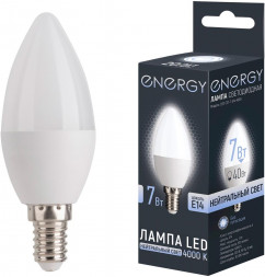 Лампа светодиодная ENERGY LED С37-7-E14-4000 (109289)
