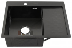 Мойка FABIA PROFI 63503LG Мойка врезная 63х50 см, ЛЕВАЯ, ГРАФИТ, толщина 3,0 х 0,8 мм, глубина 200 мм + большой сифон с переливом + корзина