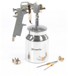 Краскораспылители MATRIX Краскораспылитель пневмат. с нижним бачком V=1,0 л, сопла диаметром 1.2, 1.5 и 1.8 мм 57316