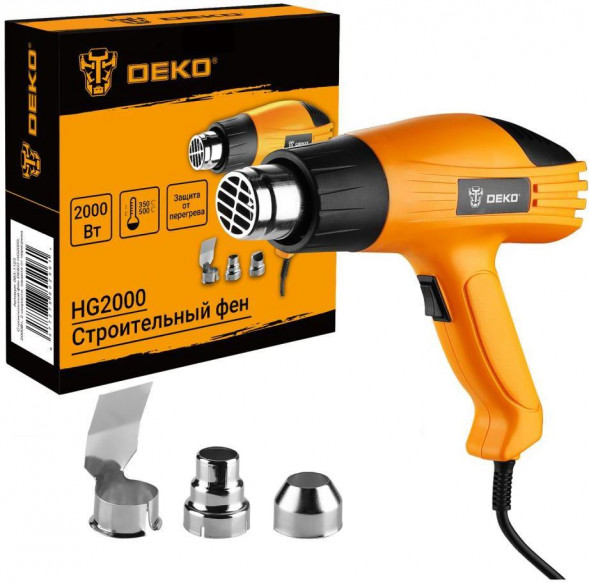 Фен строительный DEKO HG2000, 2000Вт, 2 скорости, защита от перегрева 083-1123
