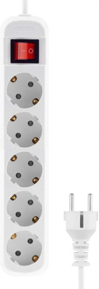 CADENA 5 гн MID 3м сз ПВС 3*1 10А белый с кнопкой