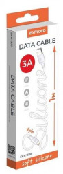 Кабель EXPLOYD (EX-K-1500) USB - 8 pin/круглый/силикон/белый/1М/3A