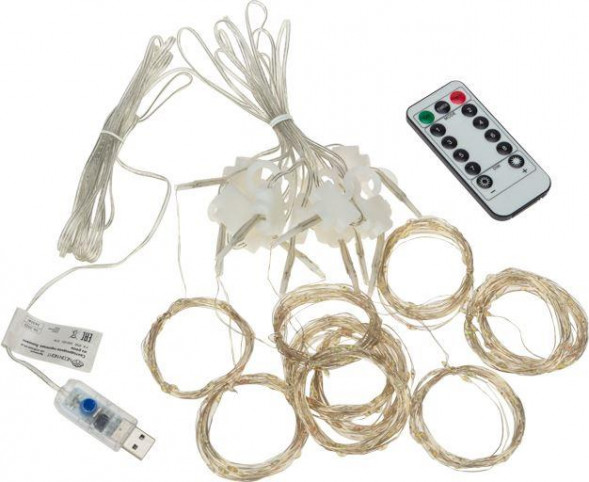 Гирлянда NEON-NIGHT (315-987) ДОЖДЬ ИЗ РОСЫ 3х3 м, 300 LED, розовый, IP20, USB + пульт управления