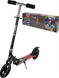 Самокат U-TURN 2-х колесный EASY (колеса PU 180мм, 80*10*75-102см, до 60кг) черный СМК-9932 ПП-00196969