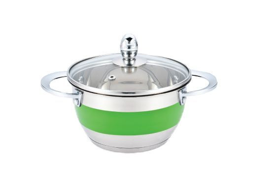 кастрюля GREEN POINT 2212G-GP Кастрюля с крышкой 2,1л, 18х10см,нерж.сталь, зеленая