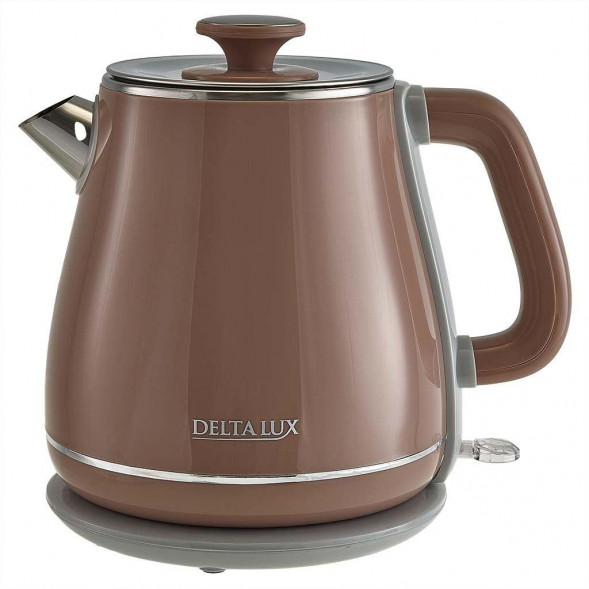 Чайник электрический DELTA LUX DE-1019 (1,8 л, металл/пластик) коричневый