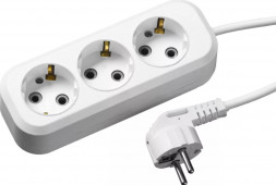 Удлинитель СИБИН Удлинитель электрический, ПВС сечение 0,75кв мм, 3 гнезда, макс мощн 2200Вт, 5м, заземление 55034-5
