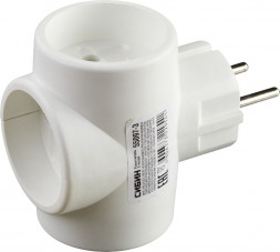 Разветвитель СИБИН Разветвитель электрический, 3 гнезда, 6А/220В 55097-3