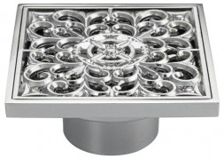 Трап САНАКС 00030 Трап хромированный с декором 100х100 вертикальный (2)