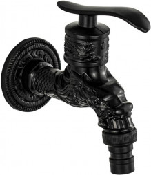 Сантехника САНАКС 92553 Кран водоразборный 1/2'', 10 см от стены, металлокерамика, со штуцером, цвет ЧЕРНЫЙ