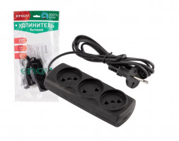 Удлинитель ENGY Эконом 1,7м/3роз. (ШВВП 2х0,75) черный 186746